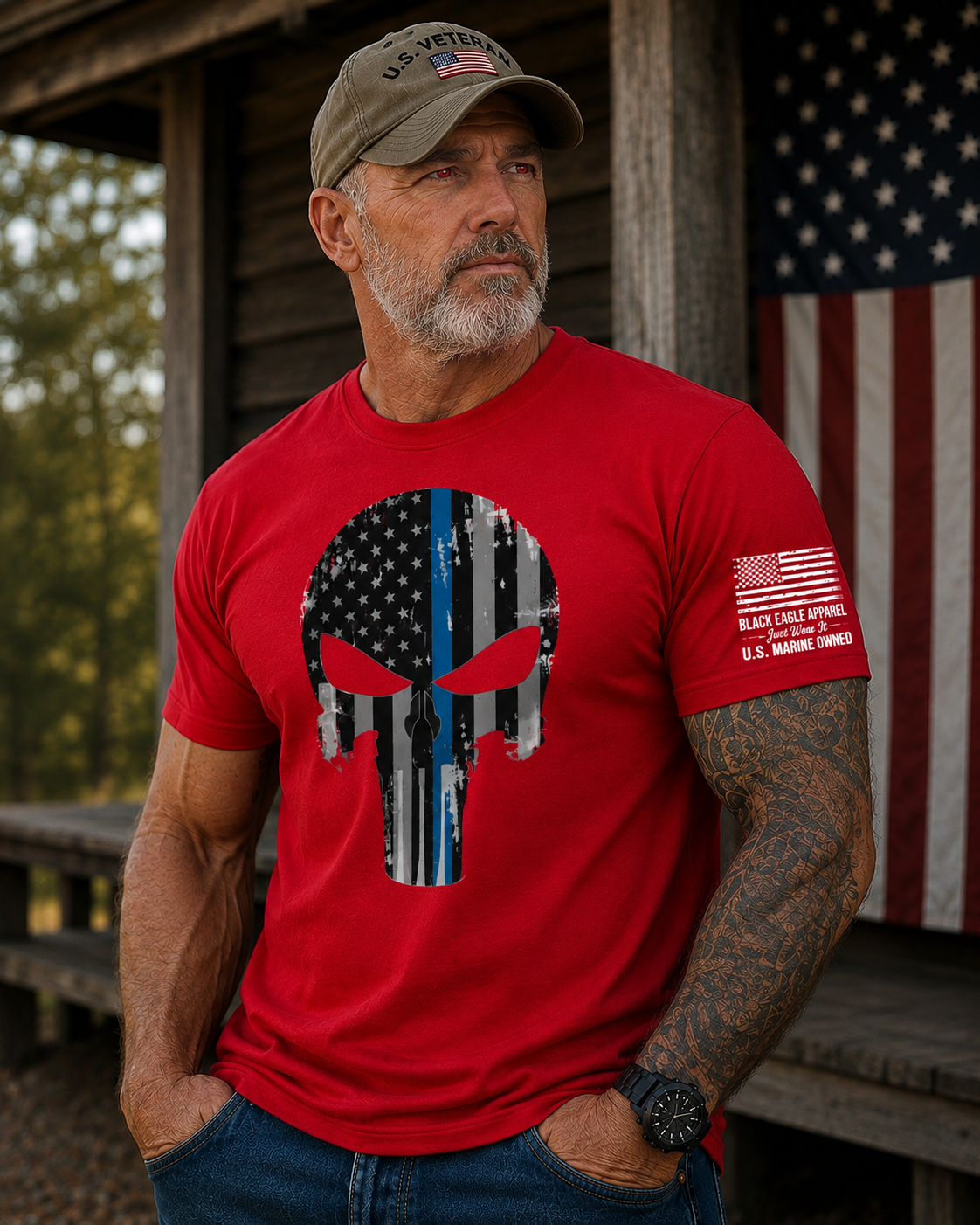 Thin Blue Line Punisher Skull
