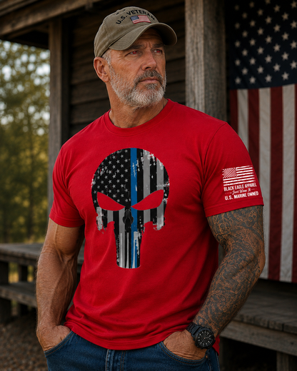 Thin Blue Line Punisher Skull
