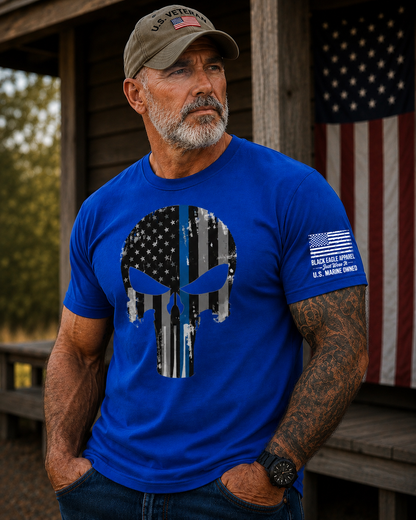 Thin Blue Line Punisher Skull