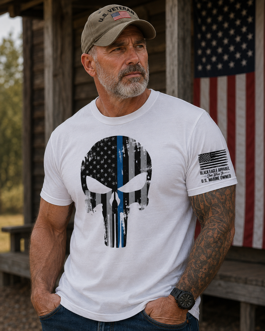 Thin Blue Line Punisher Skull