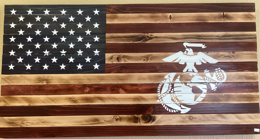 Wooden US Marines Flag