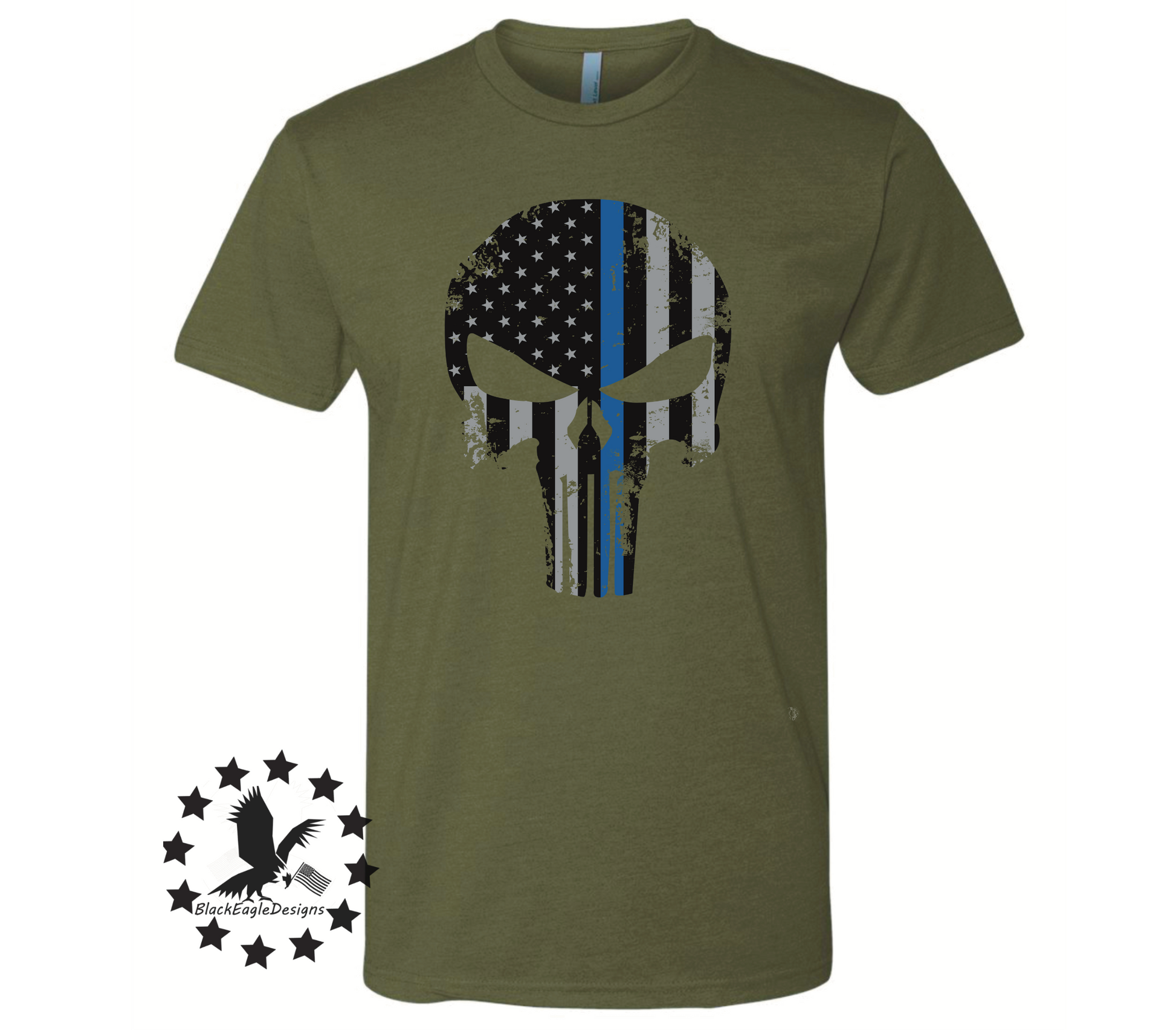 Thin Blue Line Punisher Skull - Black Eagle Apparel