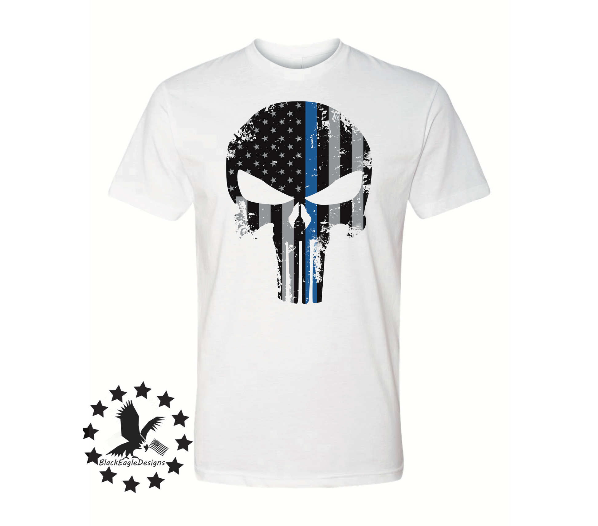 Thin Blue Line Punisher Skull - Black Eagle Apparel