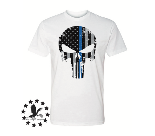 Thin Blue Line Punisher Skull - Black Eagle Apparel