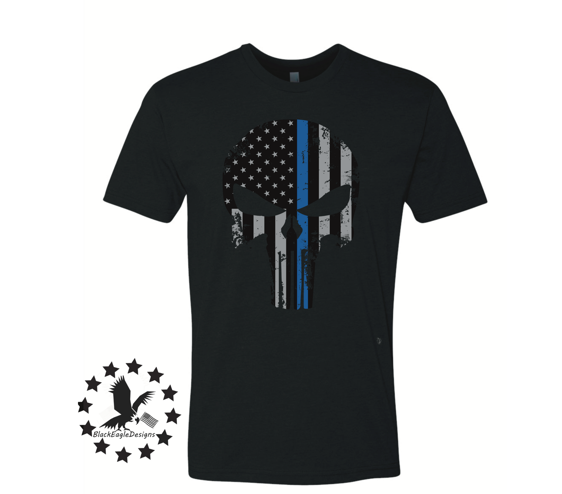 Thin Blue Line Punisher Skull - Black Eagle Apparel