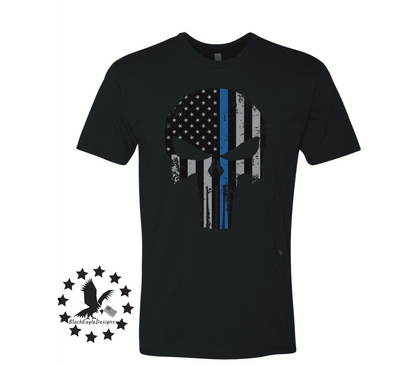 Thin Blue Line Punisher Skull - Black Eagle Apparel